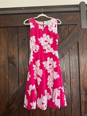 Talbots Hot Pink and White Floral Sleeveless Dress